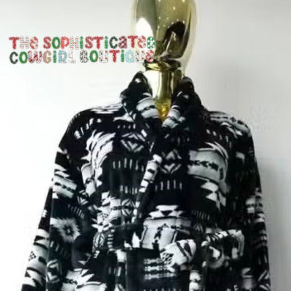 UNISEX AZTEC PRINT ROBE BLACKWHITE & GREY